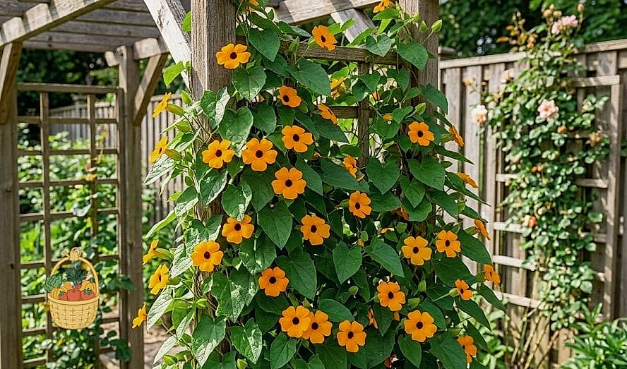 20 Climbing Plants For Pergola And Arbor That Will Transform Your Garden 12 Black-Eyed Susan Vine