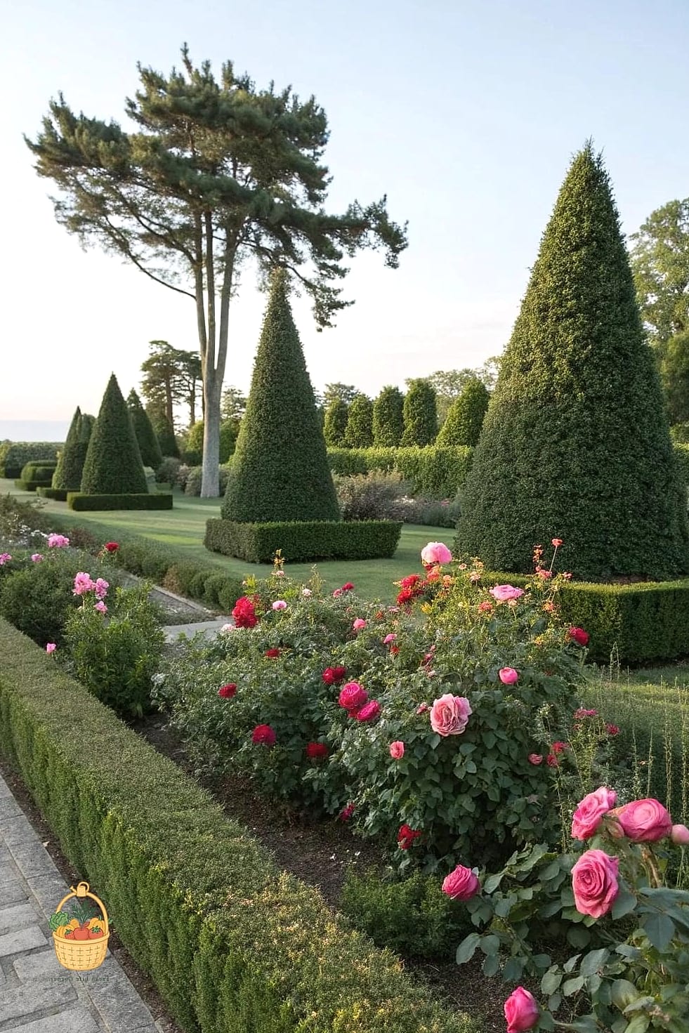 Roses and Boxwood