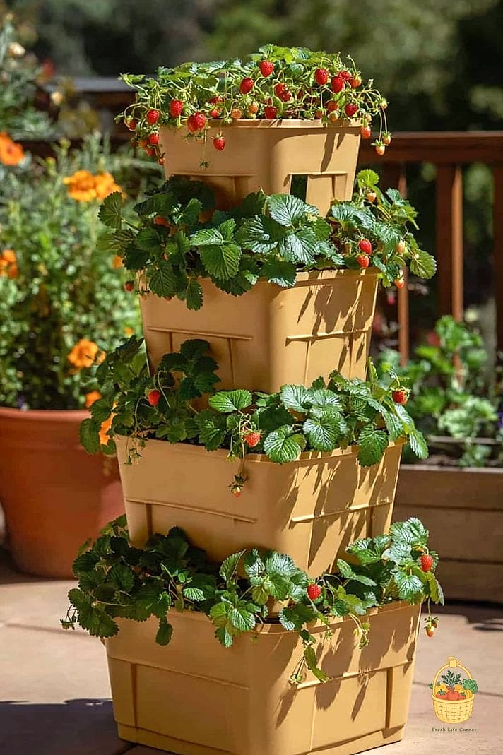 Strawberry Planter Made from Stacked Terracotta Pots